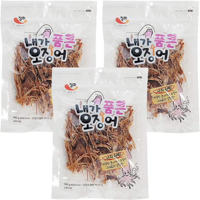 정화식품 내가 품은 건어물 오징어 간식 주전부리, 140g, 3개