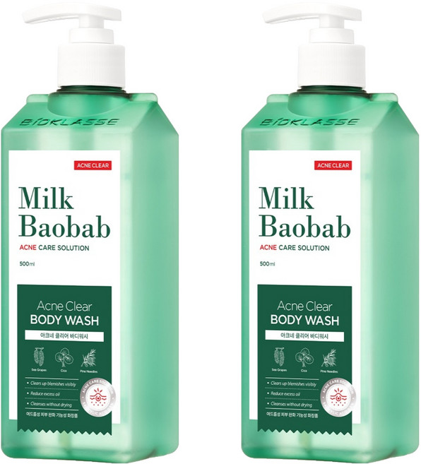 밀크바오밥 아크네 클리어 바디워시, 500ml, 2개