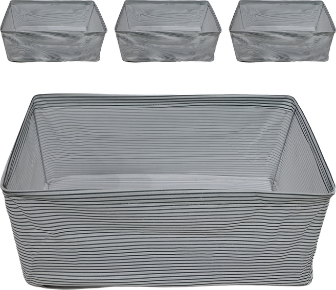 JOSIC 可折疊鋼架收納盒, 條紋綠, 4個