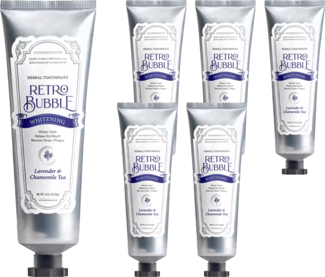 RETRO BUBBLE 淨化亮白草本精品無氟牙膏, 100g, 6條
