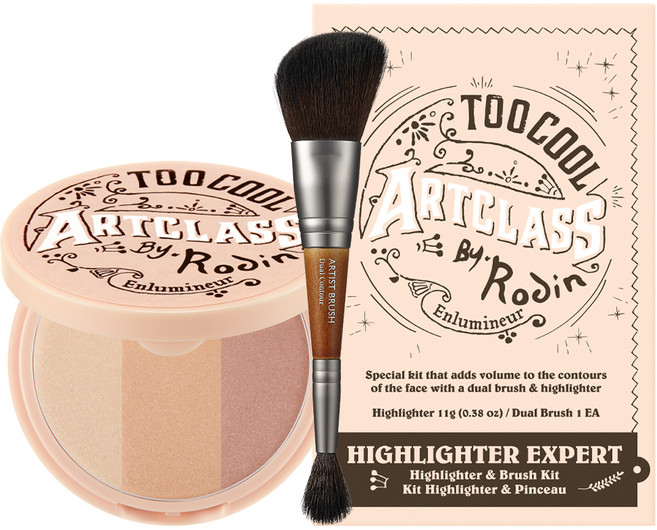 투쿨포스쿨 아트클래스 바이로댕 하이라이터 11g + 듀얼 컨투어 브러쉬, 혼합 색상, 1개