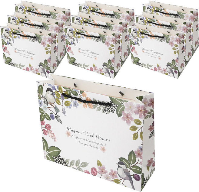 리드홈 사랑스러운 플로랄 코팅 쇼핑백 중, 혼합색상, 10개