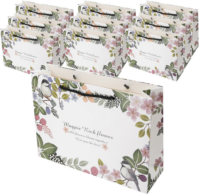 리드홈 사랑스러운 플로랄 코팅 쇼핑백 대, 혼합색상, 10개