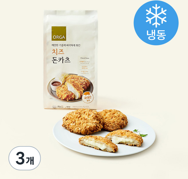 올가홀푸드 치즈 돈카츠 (냉동), 420g, 3개