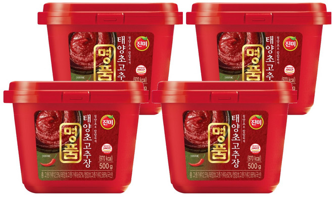 진미 명품 태양초 고추장, 500g, 4개