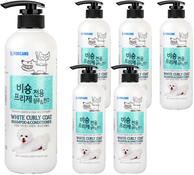 포켄스 비숑프리제 전용 샴푸 앤 린스, 550ml, 1개입, 6개