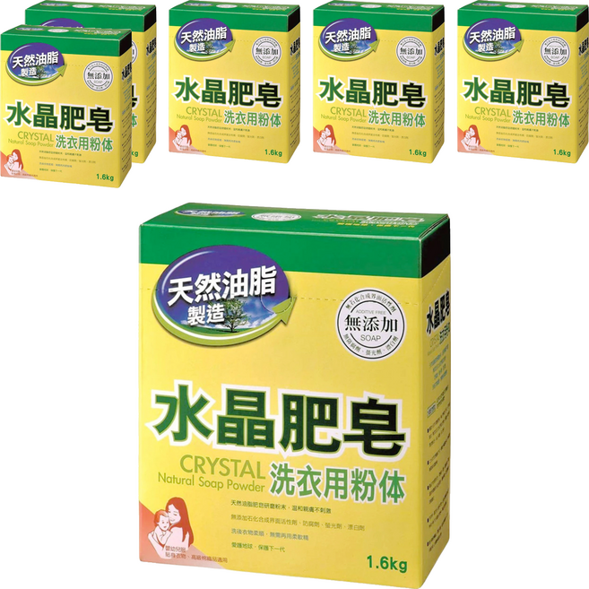 南僑水晶 肥皂 洗衣用粉體, 1.6kg, 6盒