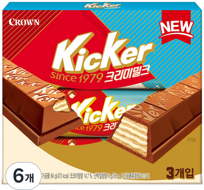 키커 크리미밀크 초코바 3p, 6개, 84g