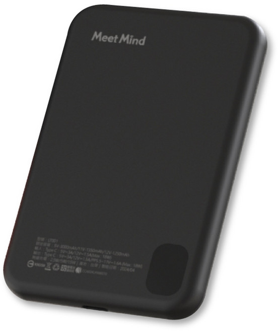 Meet Mind 5000mAh Single Port 磁吸 行動電源 Fast Charging 薄形 無線充電 131g 霧黑