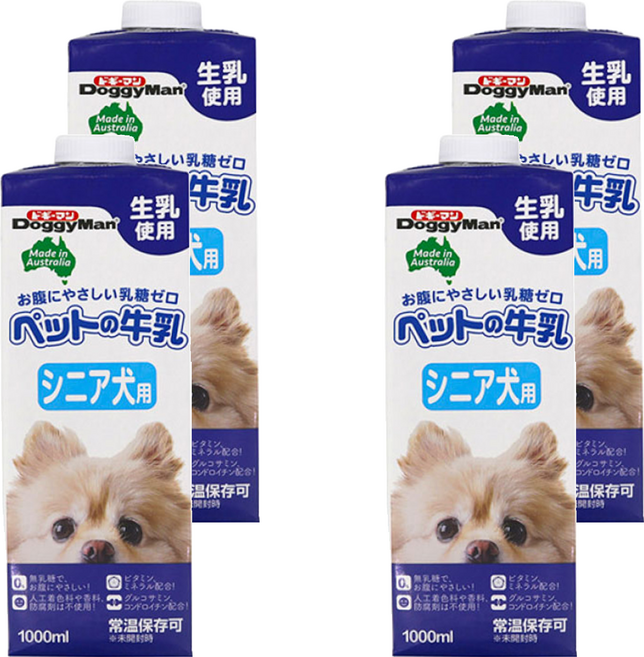 DoggyMan 多格漫 澳洲犬用牛奶 老犬用, 乳製品(生乳、脫脂牛乳、乳清蛋白), 1L, 4瓶