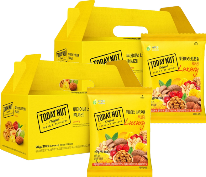 투데이넛 너트한줌 믹스넛 럭셔리, 600g, 2개