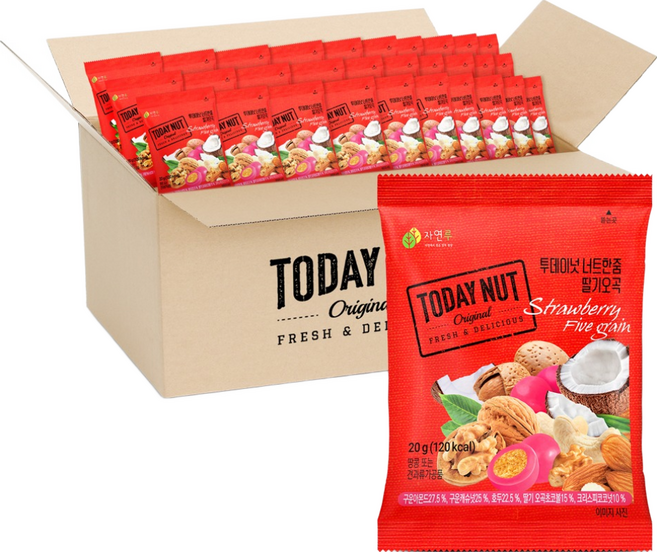 투데이넛 너트한줌 딸기오곡, 20g, 100개