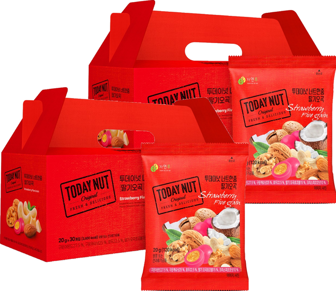 투데이넛 너트한줌 딸기오곡, 600g, 2개