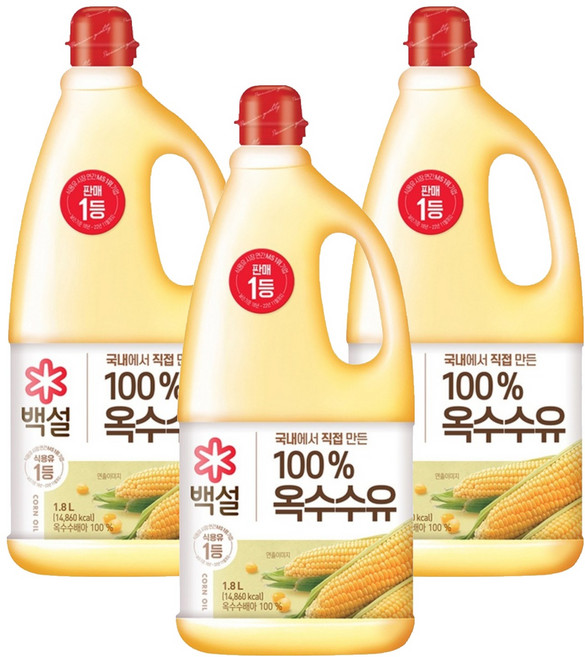 백설 옥수수유, 1.8L, 3개