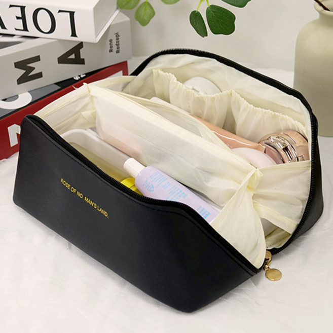 아리코 대용량 화장품 파우치, 블랙