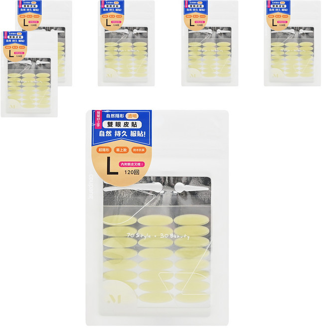 MEKO 自然隱形透明雙眼皮貼 L 120入 自然持久服貼 超隱形易上妝防水抗汗, X-096, 6包