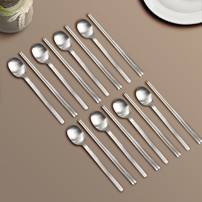윌리브 국산 304스텐 드고아 수저세트, 매트실버, 숟가락 8p + 젓가락 8p, 1세트