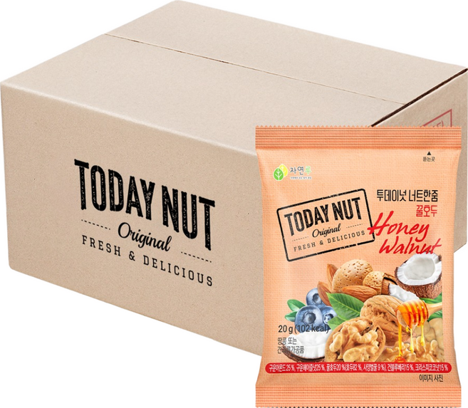 투데이넛 너트한줌 꿀호두 실속형 믹스넛, 20g, 50개