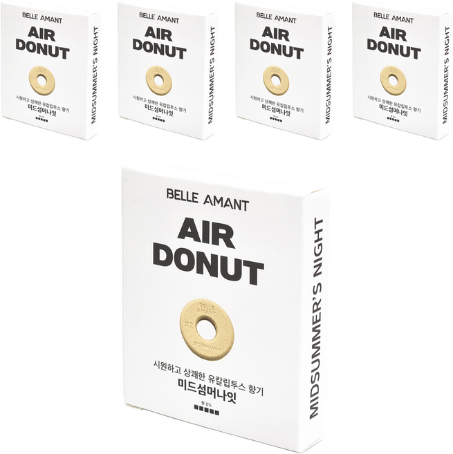 벨르아망 에어도넛 차량용 방향제 리필, 5개, 미드섬머나잇