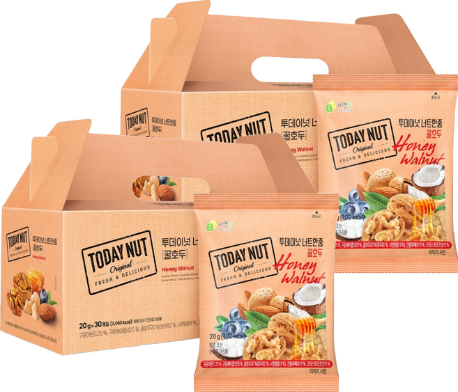 투데이넛 너트한줌 꿀호두 견과 선물 세트, 2박스