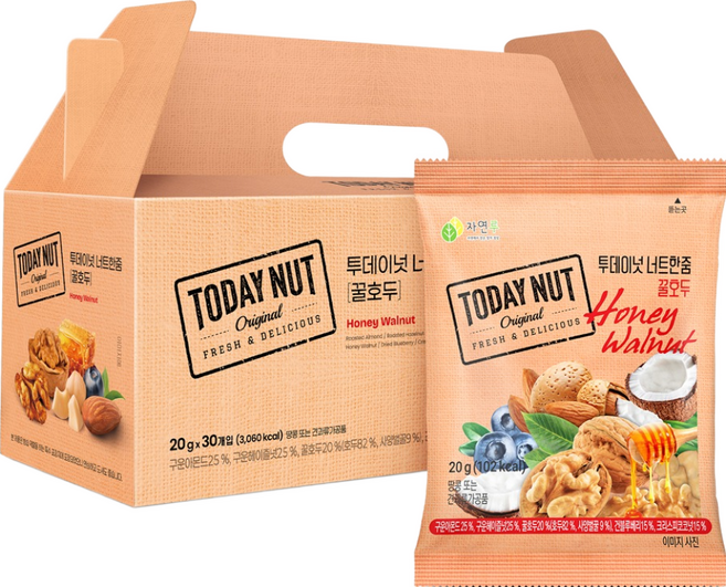 투데이넛 너트한줌 꿀호두 견과 선물 세트 600g, 1박스