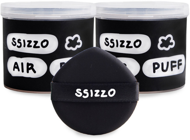 씨조 밀착 에어 쿠션 퍼프 7p, 블랙, 2개