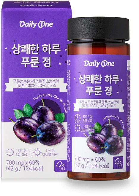 데일리원 상쾌한 하루 푸룬 정, 60정, 1개 - 쿠팡