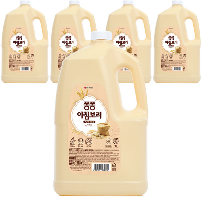 퐁퐁 주방세제 아침보리 용기, 3L, 5개