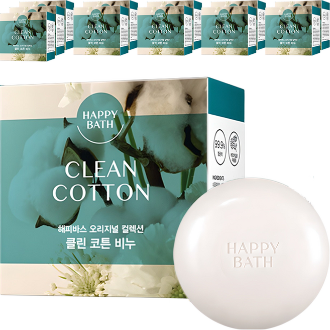 해피바스 오리지널 컬렉션 목욕비누 클린코튼향, 90g, 12개입