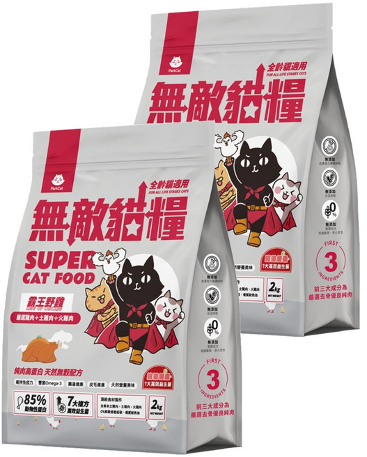 ParkCat 貓樂園 全齡貓 無穀天然高蛋白無敵貓糧, 霸王野雞, 2kg, 2袋