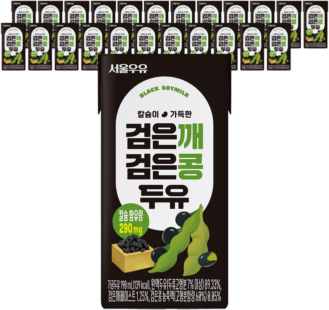 서울우유 검은깨 검은콩 두유, 190ml, 24개