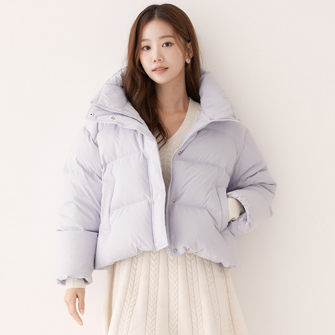 로엠 여성용 하이넥 숏 다운