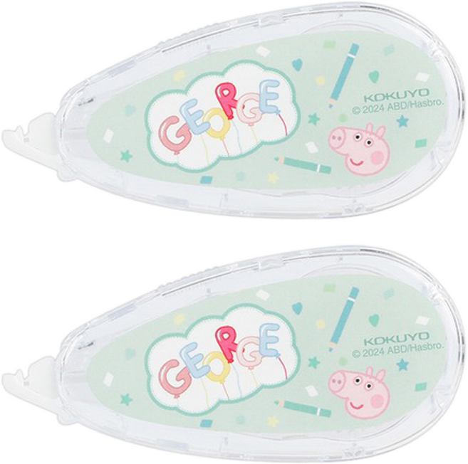 KOKUYO 國譽 Campus 象牙白可替換式修正帶 佩佩豬聯名 5mm x 8m, 2個, 綠色
