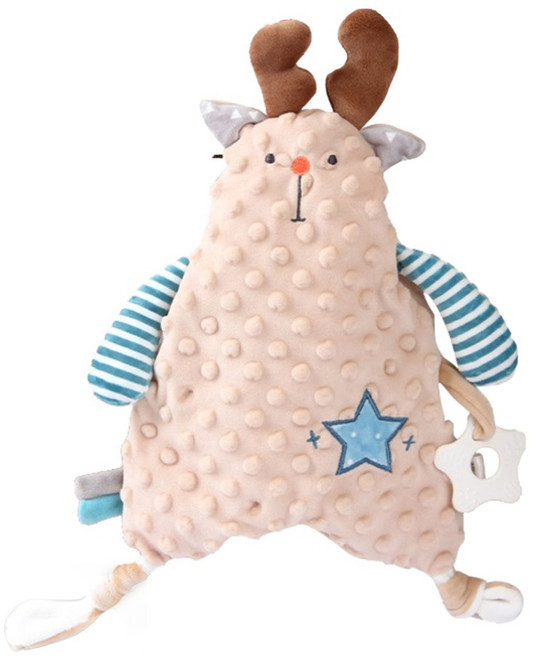 ANTIAN 嬰兒睡覺安撫巾 豆豆絨親膚玩偶 寶寶安撫玩具 哄睡抱枕, 1個, 小鹿 膚色