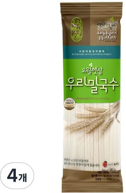 오월햇살 우리밀국수, 4개, 400g