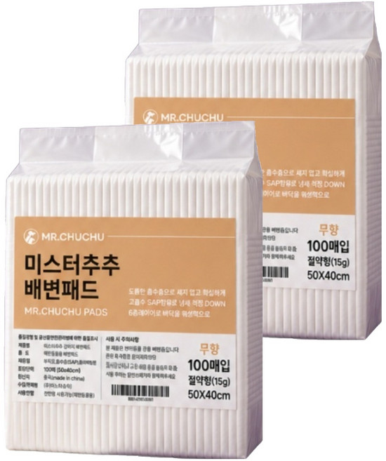 미스터추추 강아지 배변패드 무향 15g, 100개입, 2개