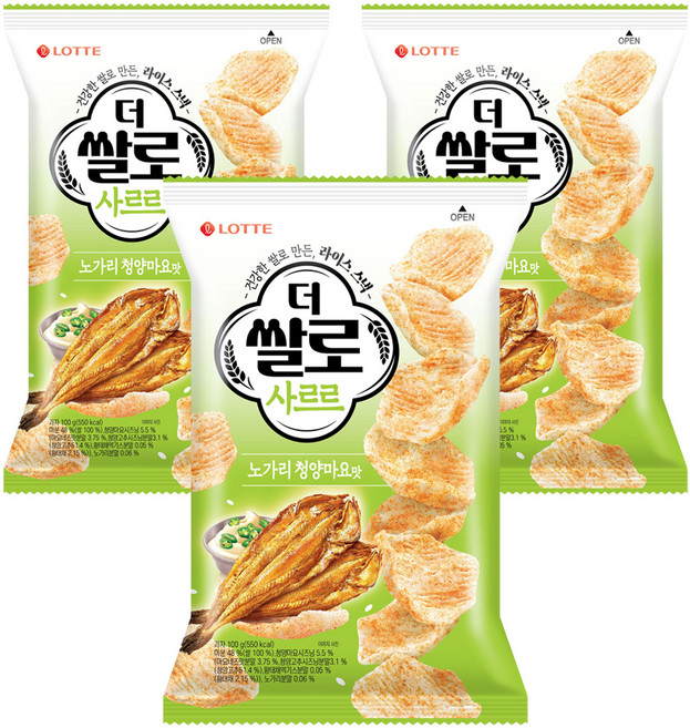 더쌀로 사르르 노가리 청양마요맛, 3개, 100g