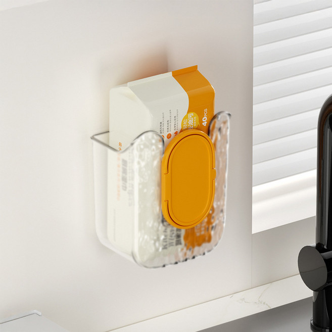 MF스토어 무타공 대용량 욕실 주방 물티슈 케이스, 클리어, 1개