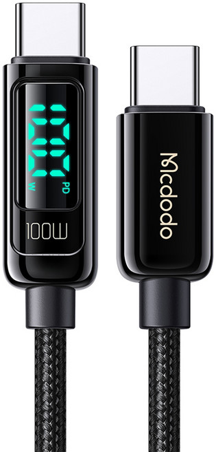 맥도도 디스플레이 C타입 to C타입 PD 고속충전 케이블, 블랙, 1.2m, 1개