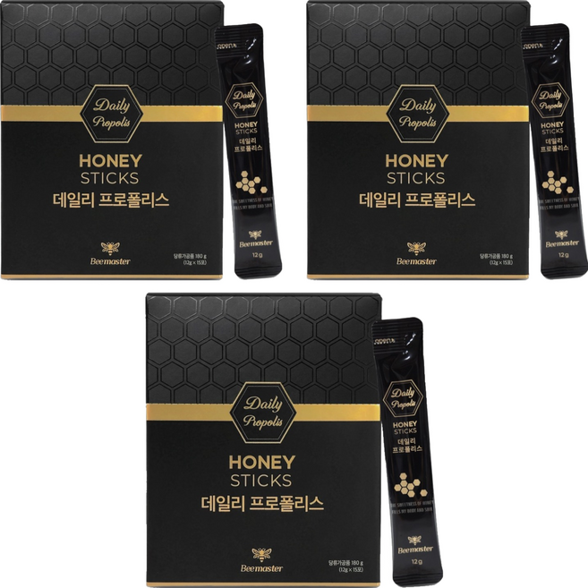 Beemaster 每日蜂膠蜂蜜棒 15入, 3個, 180g