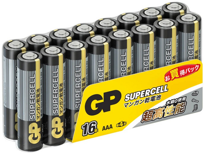 GP Batteries 超霸 超級環保碳鋅電池 4號, 16顆, 1組