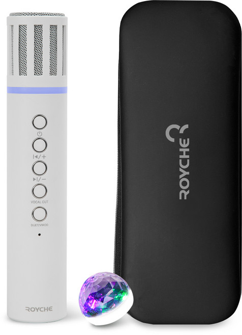 로이체 휴대용 차량용 블루투스 노래방 마이크 스피커, BTS-200KM, 화이트