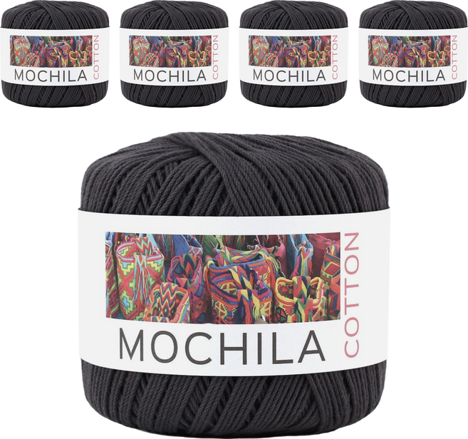 brandyarn Mochila系列 棉針織線, 黑色, 5捲