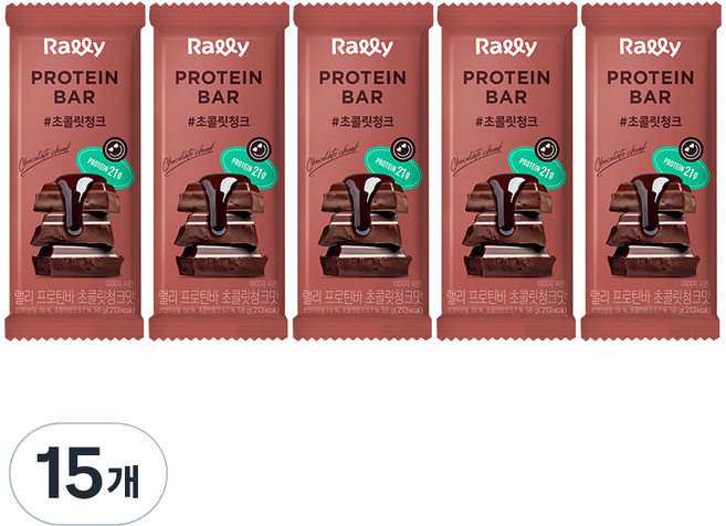 Rally 프로틴바 초콜릿청크맛, 58g, 15개