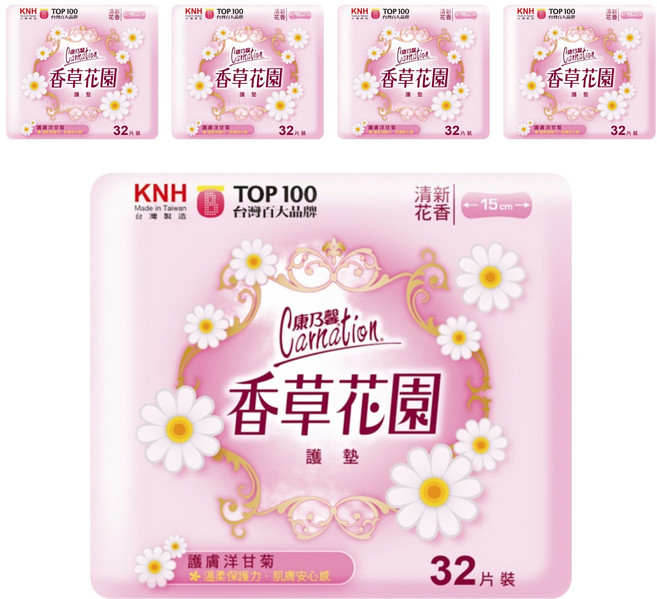康乃馨 香草花園護墊 洋甘菊, 15cm, 32片, 5包
