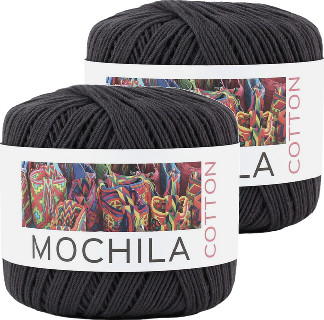 brandyarn Mochila系列 棉針織線, 黑色, 2捲