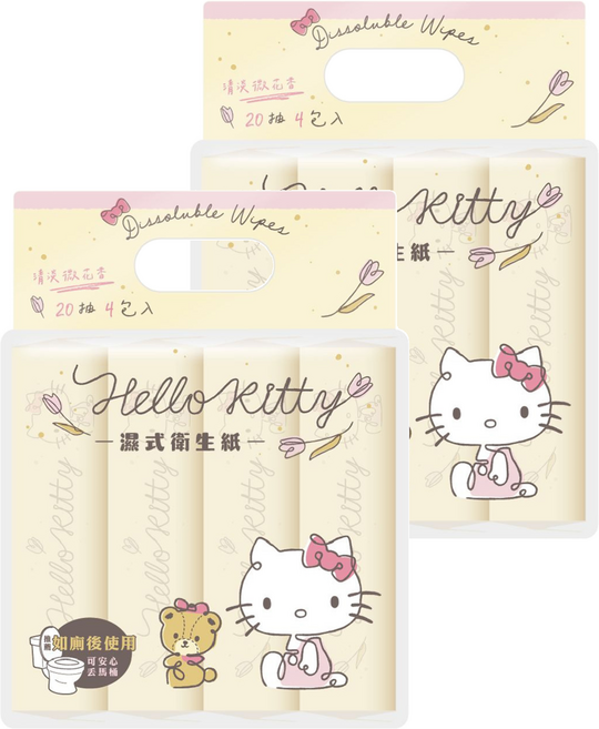 Hello Kitty 凱蒂貓 濕式濕紙巾 200 x 150mm, 4包, 2袋