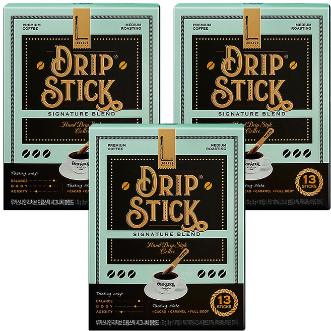 루카스나인 리저브 드립스틱 커피 시그니처 블렌드, 3g, 13개입, 3개