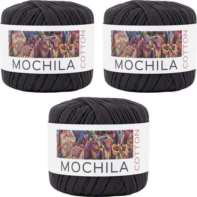 brandyarn Mochila系列 棉針織線, 黑色, 3捲