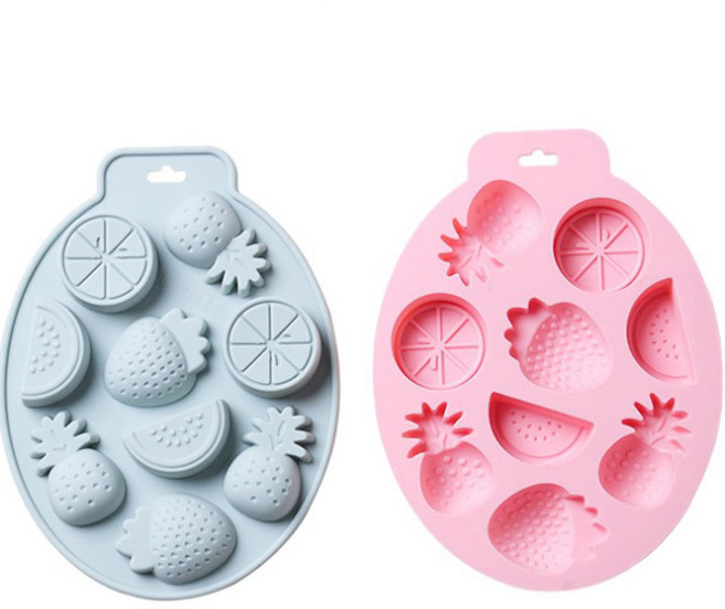 이홈베이킹 실리콘몰드 과일 9구 2종 세트, 블루, 핑크, 1개